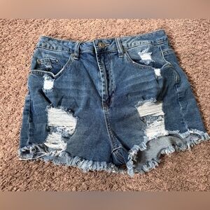 Rue 21 Distressed Cut Off Denim Jean Shorts Size 7